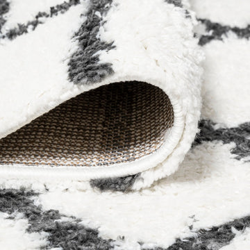 Arenal Geometric Grid Shag Area Rug
